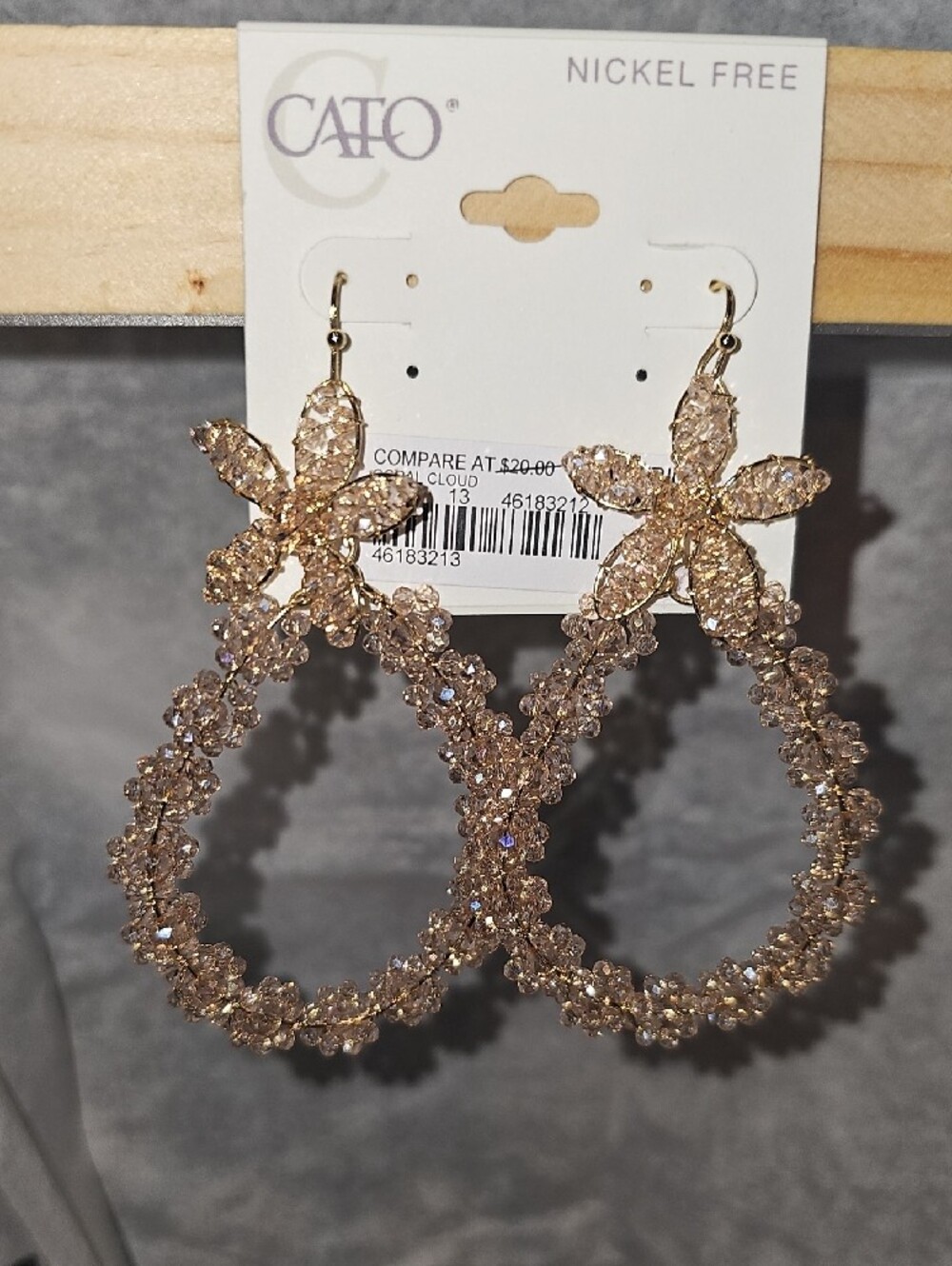 Cato Champagne Gold Crystal Flower Earrings New